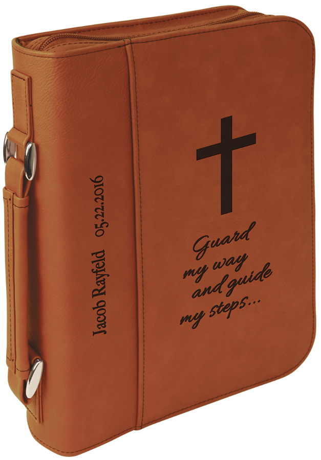 7 1/2" x 10 3/4" Rawhide Leatherette Book/Bible Cover with Handle & Zipper