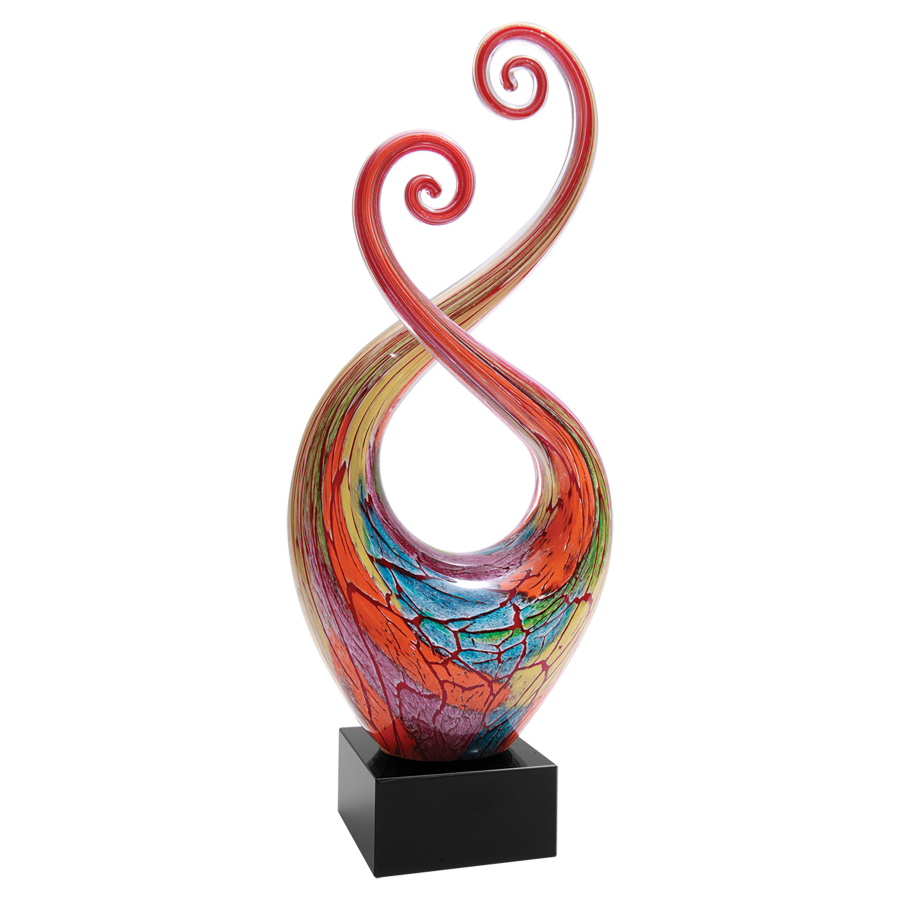 14" Multi-Color Twist Art Glass with Black Base
