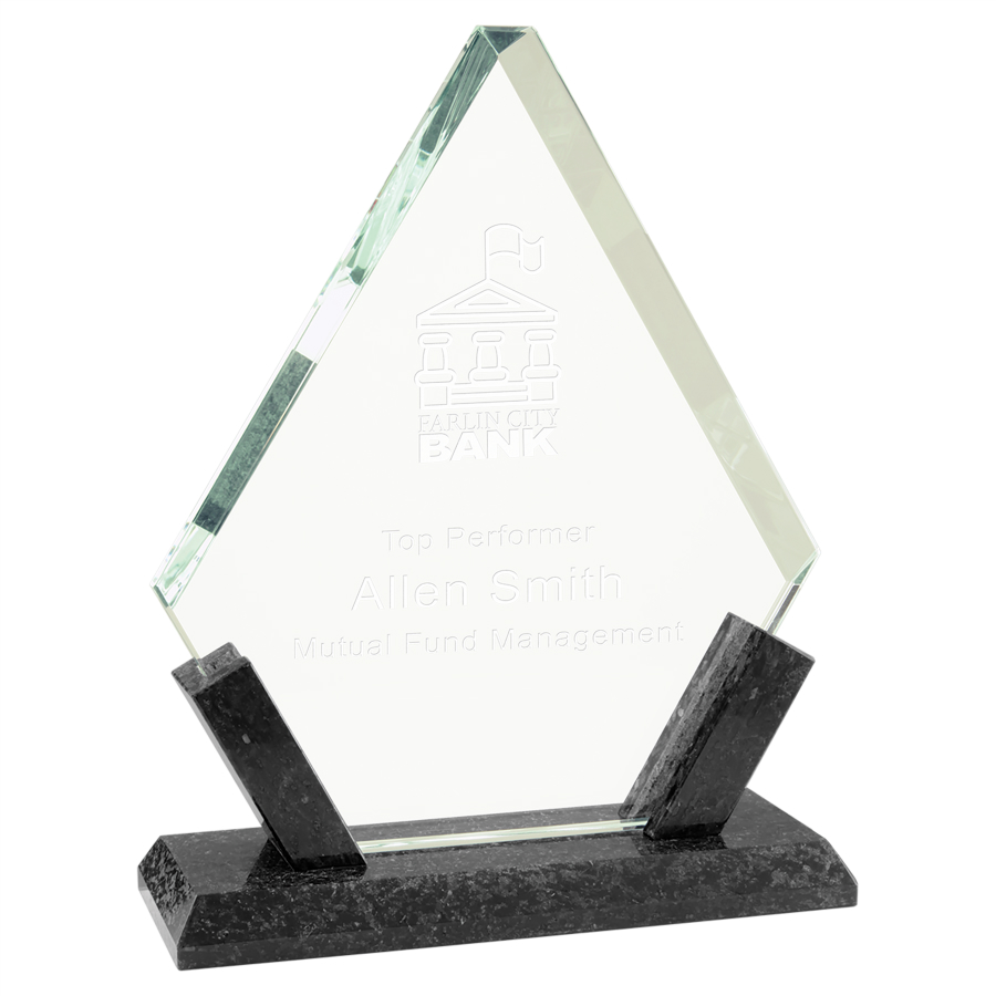 7 1/4" Diamond Glass with Black Marble Base