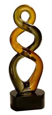 13 1/2" Brown Twist Art Glass