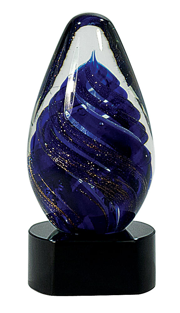 6 1/2" Blue Tear Drop Art Glass
