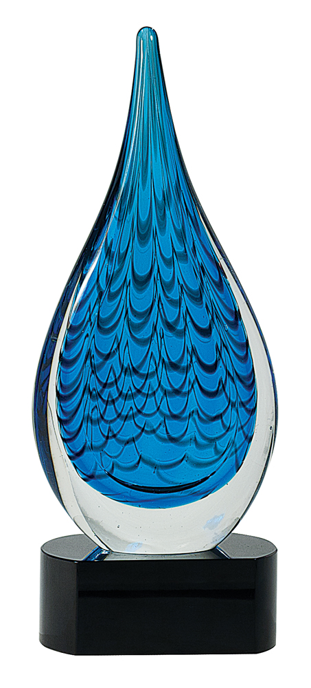 12 1/2" Blue Raindrop Art Glass