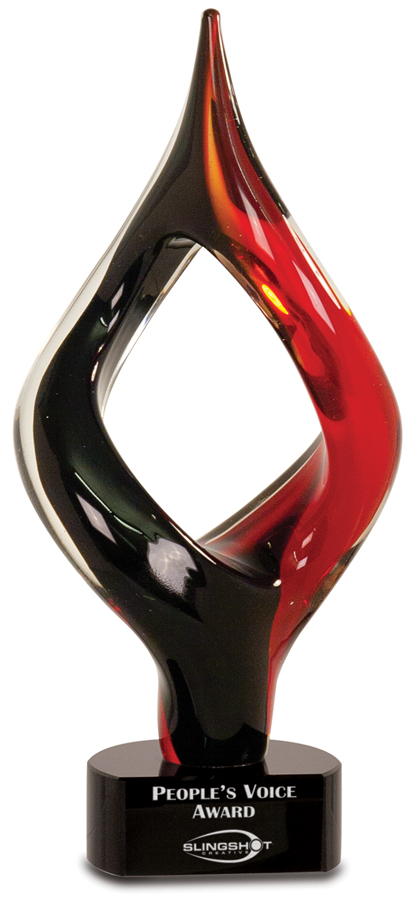 13 1/4" Red & Black Twist Art Glass