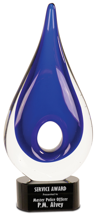 11 1/4" Blue Round Window Raindrop Art Glass