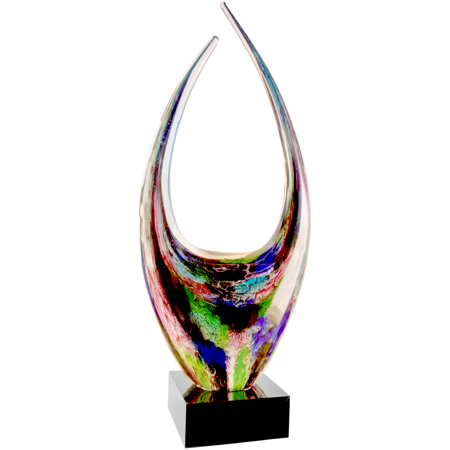 16 3/4" Dual Rising Art Glass with Square Black Base