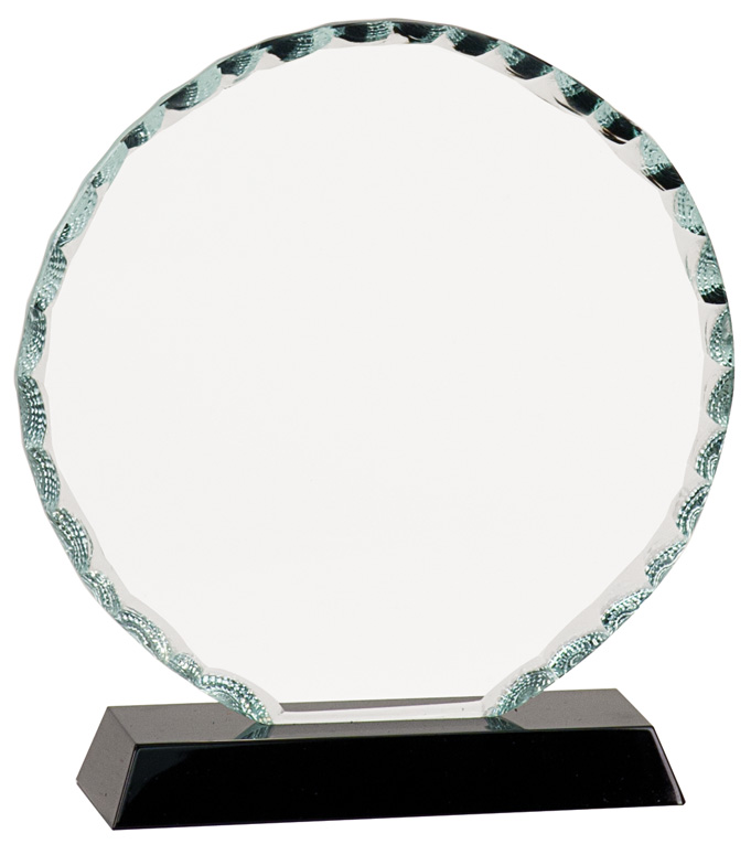 6 1/2" Round Facet Glass on Black Base