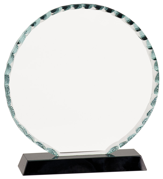 7 1/2" Round Facet Glass on Black Base