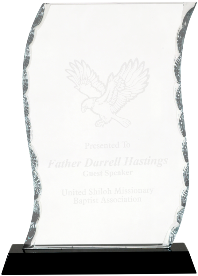 8 1/4" Scroll Facet Glass on Black Base