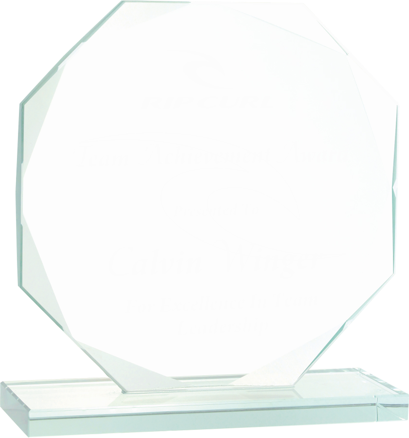 6" Octagon Jade Glass Award