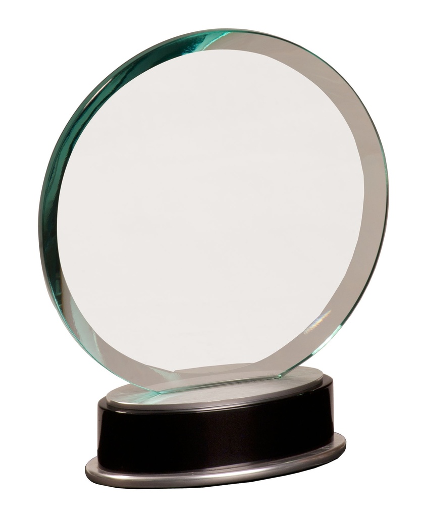 7 1/4" Jade Round Metro Glass with Silver and Black Piano Finish Base
