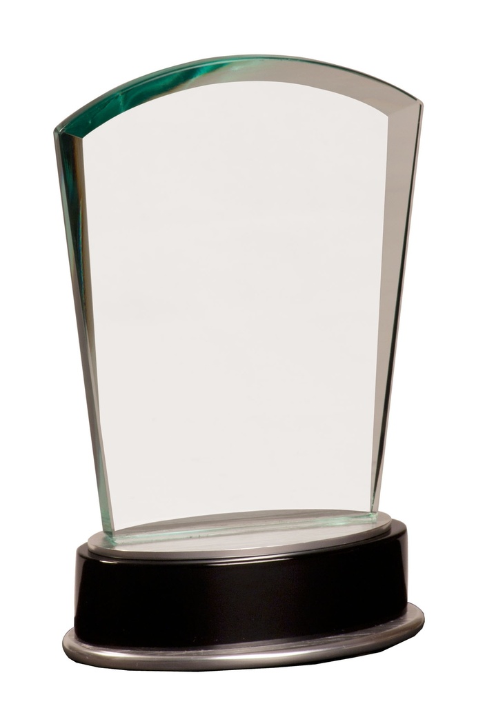 6 3/4" Jade Fan Metro Glass with Silver and Black Piano Finish Base