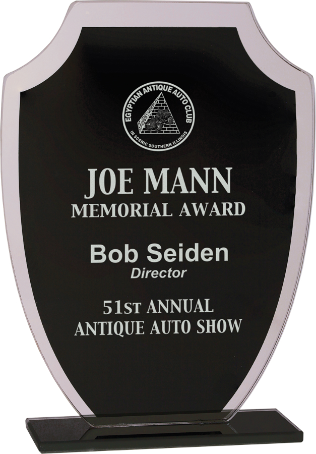 7 1/4" Black Shield Reflection Glass Award