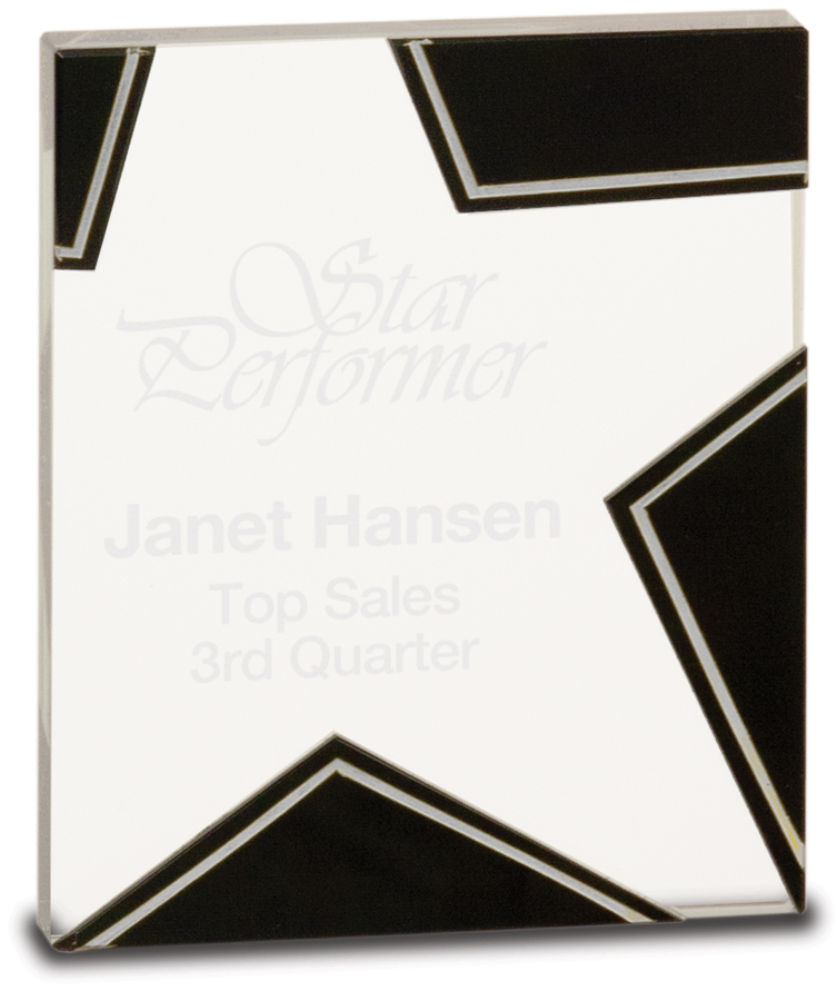 5 1/2" Silver and Black Star Glass