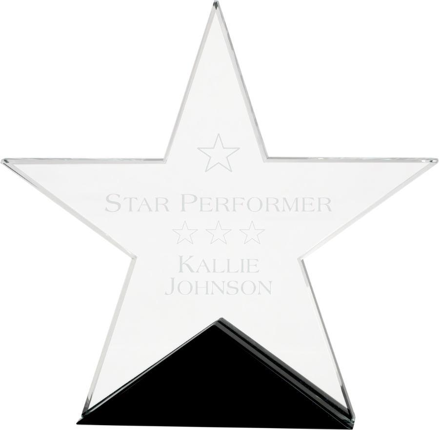 7 3/4" x 7 1/2" Clear Glass Star on Black Base