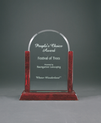 9" Gateway Jade Dome Glass Award with Rosewood Finish Base