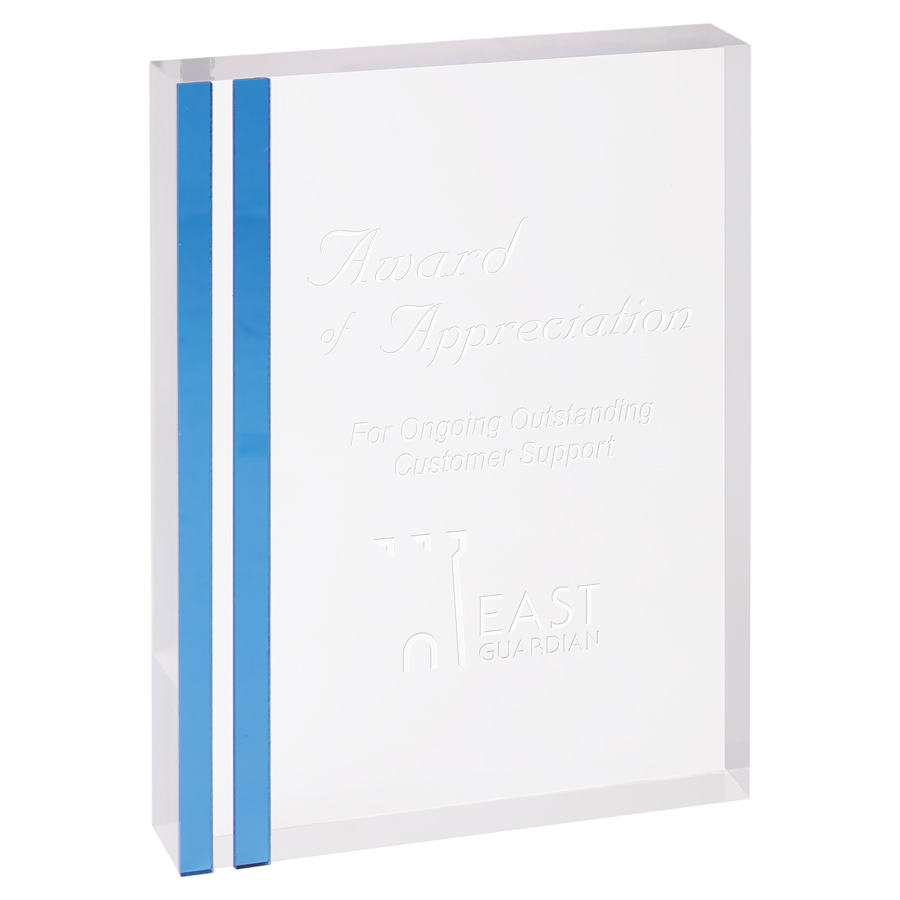 5" x 7" Rectangle Acrylic with Blue Edge