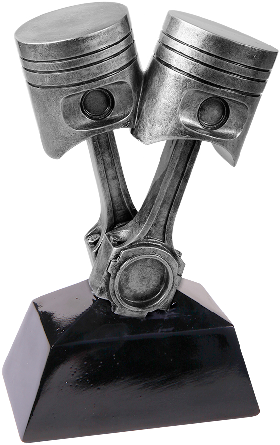 7" Antique Silver Piston Resin