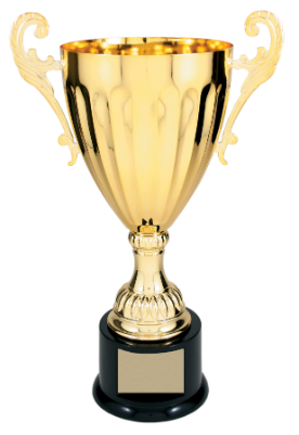 13 1/4" Gold Completed Metal Cup Trophy on Plastic Base