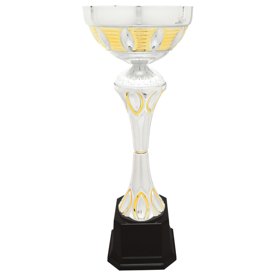 15" Silver/Gold Completed Metal Cup Trophy on Plastic Base