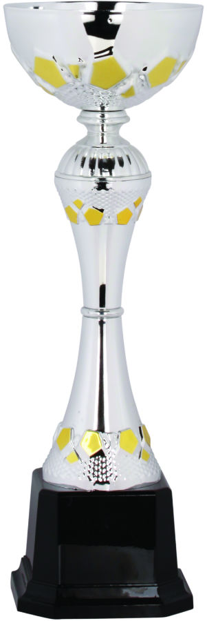 10 3/4" Silver/Gold Completed Metal Cup Trophy on Plastic Base