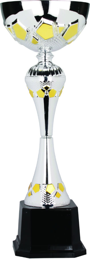 17 1/2" Silver/Gold Completed Metal Cup Trophy on Plastic Base