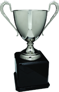 19 1/4" Silver Swatkins Cup with Black Royal Piano Finish Base