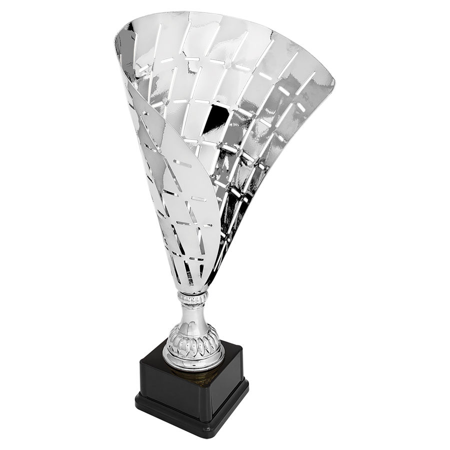 15 1/2" Silver Metal Flag Cup on Plastic Base