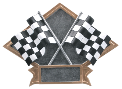 8 1/2" x 6" Racing Crossed Flags Diamond Plate Resin