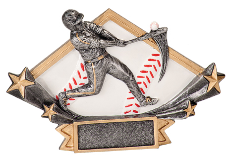 6 1/4" x 4 1/4" Male Baseball Diamond Star Resin
