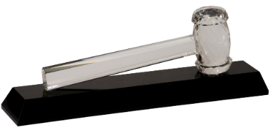 13 7/8" x 4 1/4" Crystal Gavel on Black Base