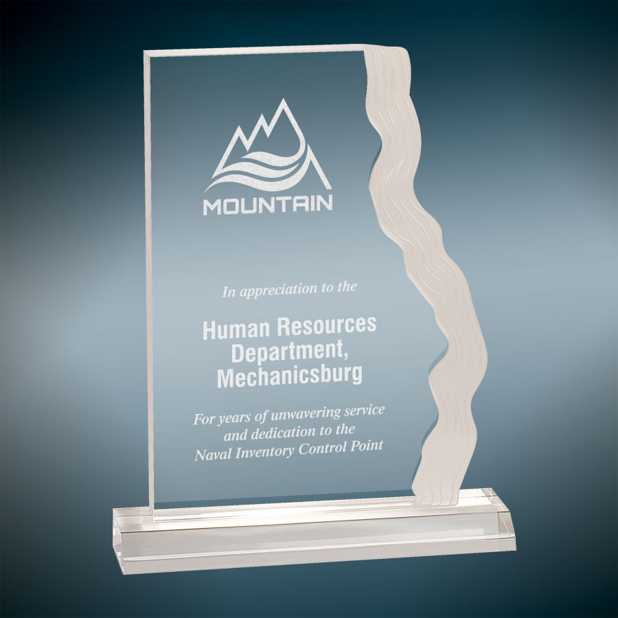 5" x 7" Clear Frosted Waterfall Edge Acrylic with 5 1/2" Base