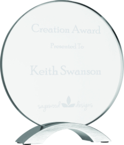 8 1/2" Round Cosmic Acrylic with Silver Base