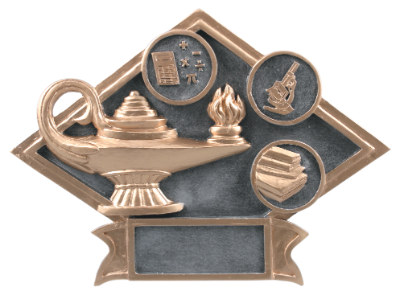 8 1/2" x 6" Lamp of Knowledge Diamond Plate Resin