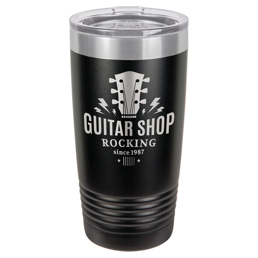 Polar Camel 20 oz. Black Ringneck Vacuum Insulated Tumbler w/Lid & Silver Ring