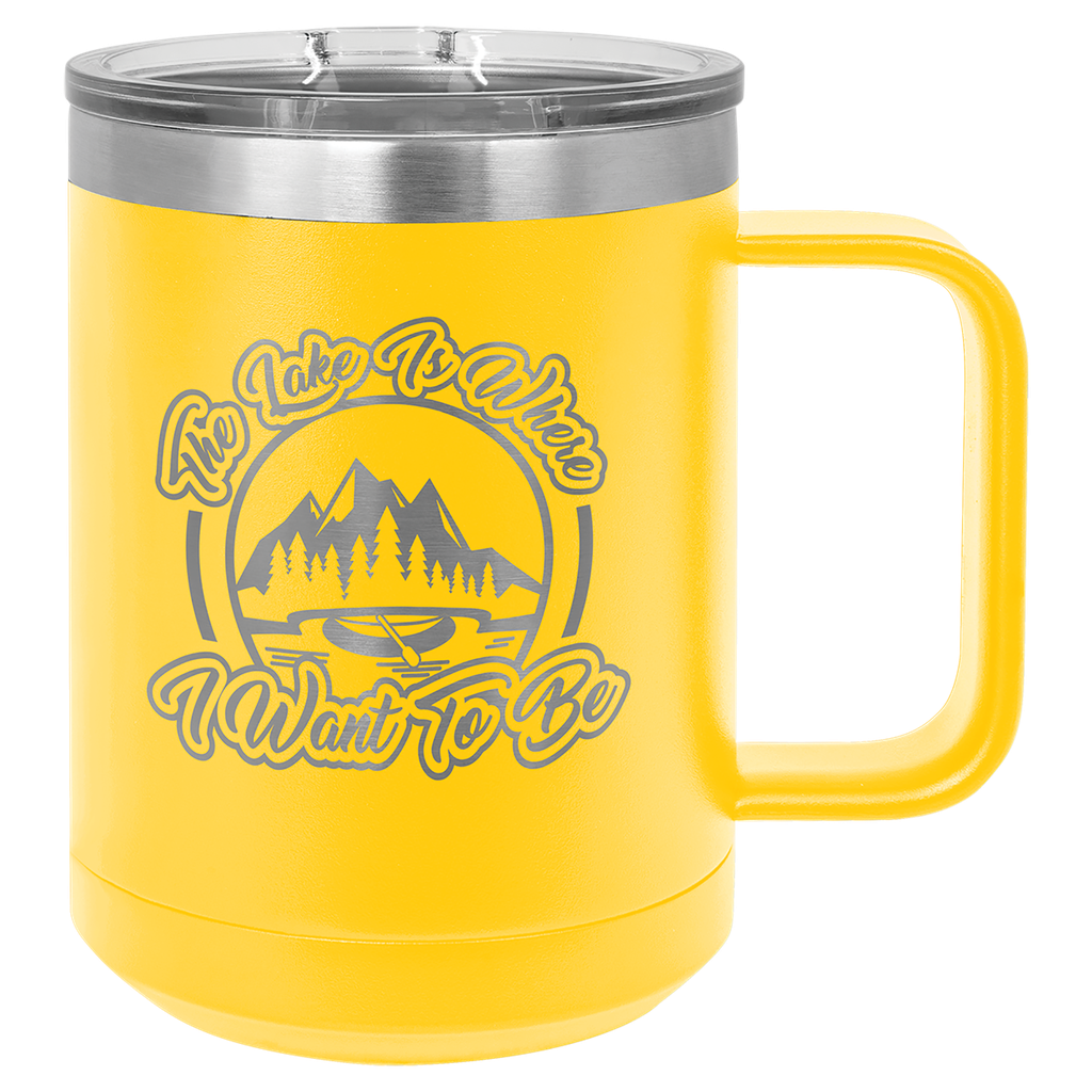 Polar Camel 15 oz. Yellow Vacuum Insulated Mug with Slider Lid