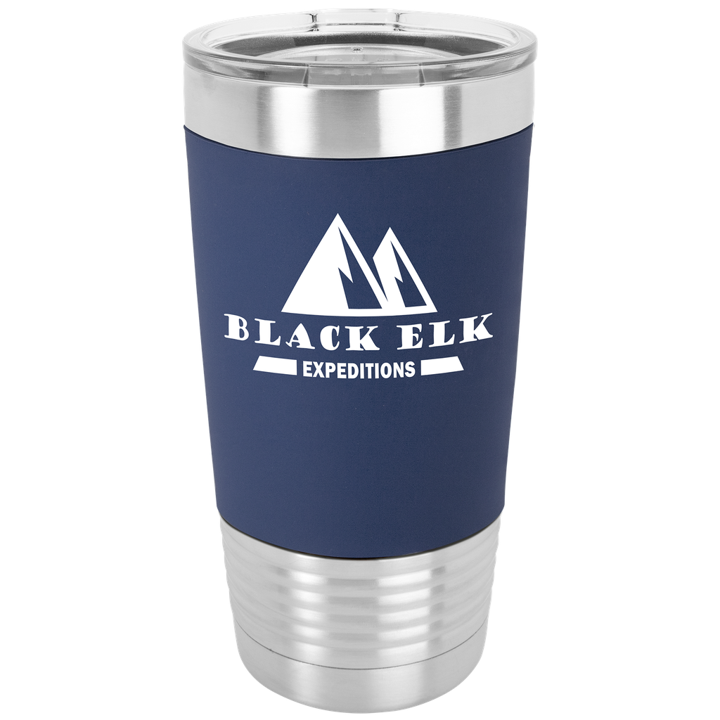 20 oz. Navy Blue/White Polar Camel Tumbler with Silicone Grip and Clear Lid