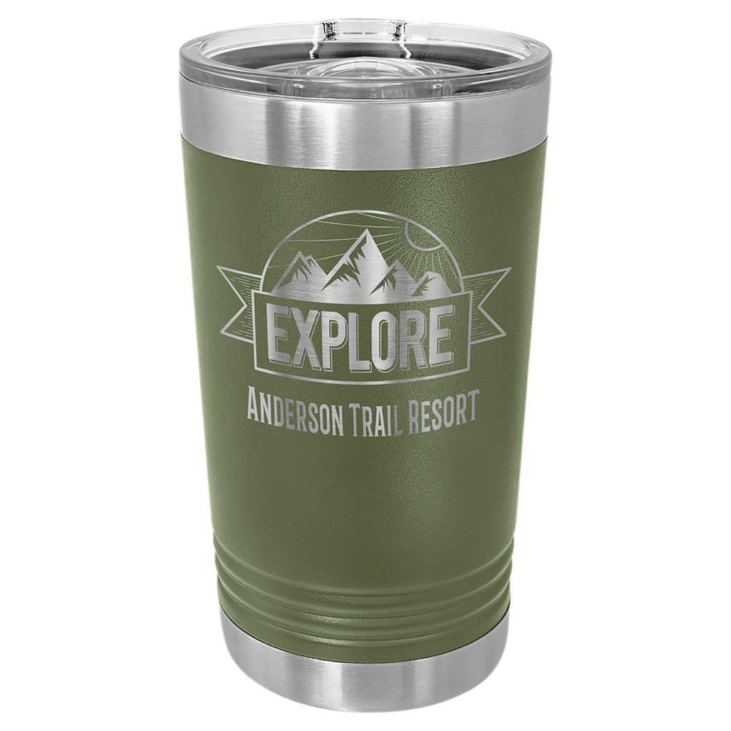 Olive Green 16 oz. Polar Camel Pint with Slider Lid