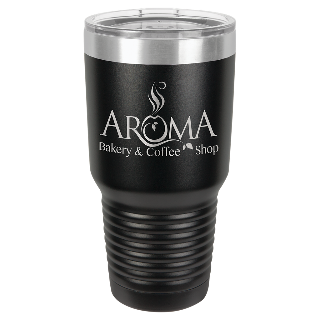 Polar Camel 30 oz. Black Ringneck Vacuum Insulated Tumbler w/Lid & Silver Ring