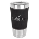 20 oz. Black/Silver Laserable Leatherette Polar Camel Tumbler with Clear Lid