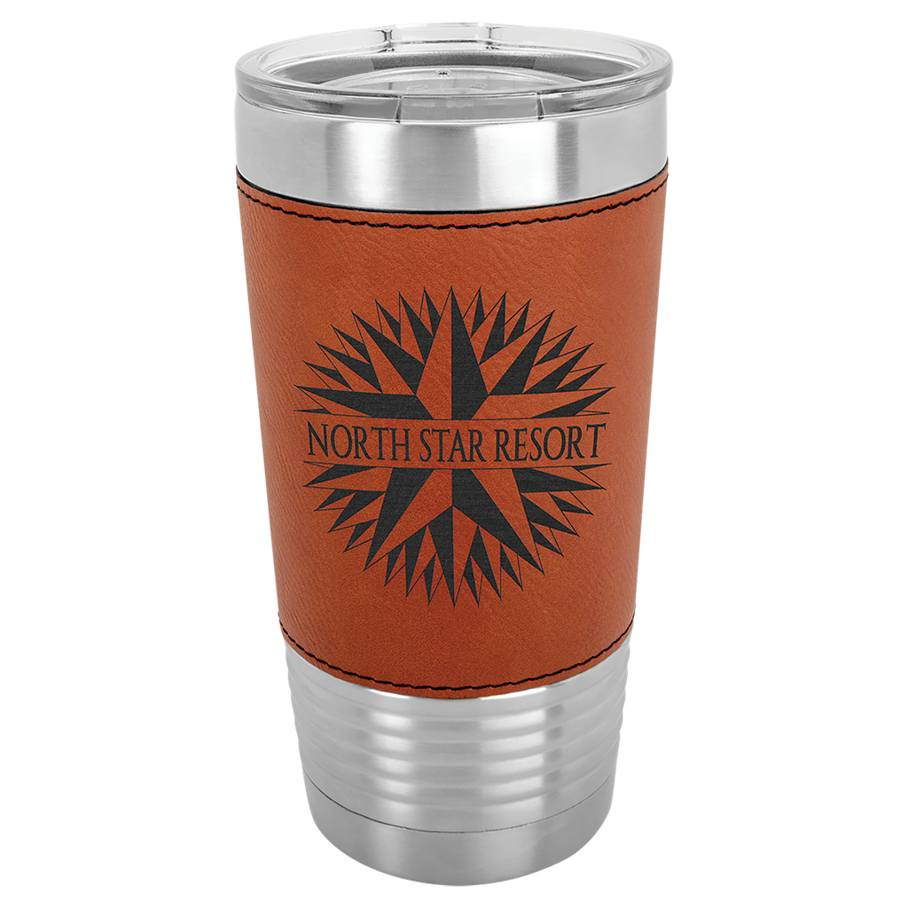 20 oz. Rawhide Laserable Leatherette Polar Camel Tumbler with Clear Lid