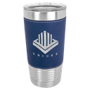 20 oz. Blue/Silver Laserable Leatherette Polar Camel Tumbler with Clear Lid