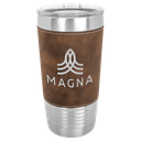 20 oz. Rustic/Silver Laserable Leatherette Polar Camel Tumbler with Clear Lid