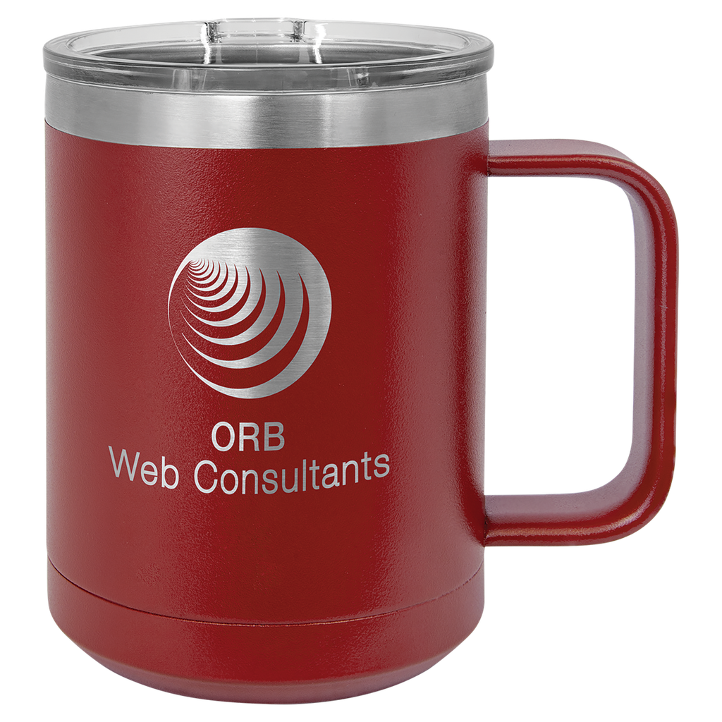 Polar Camel 15 oz. Maroon Vacuum Insulated Mug with Slider Lid