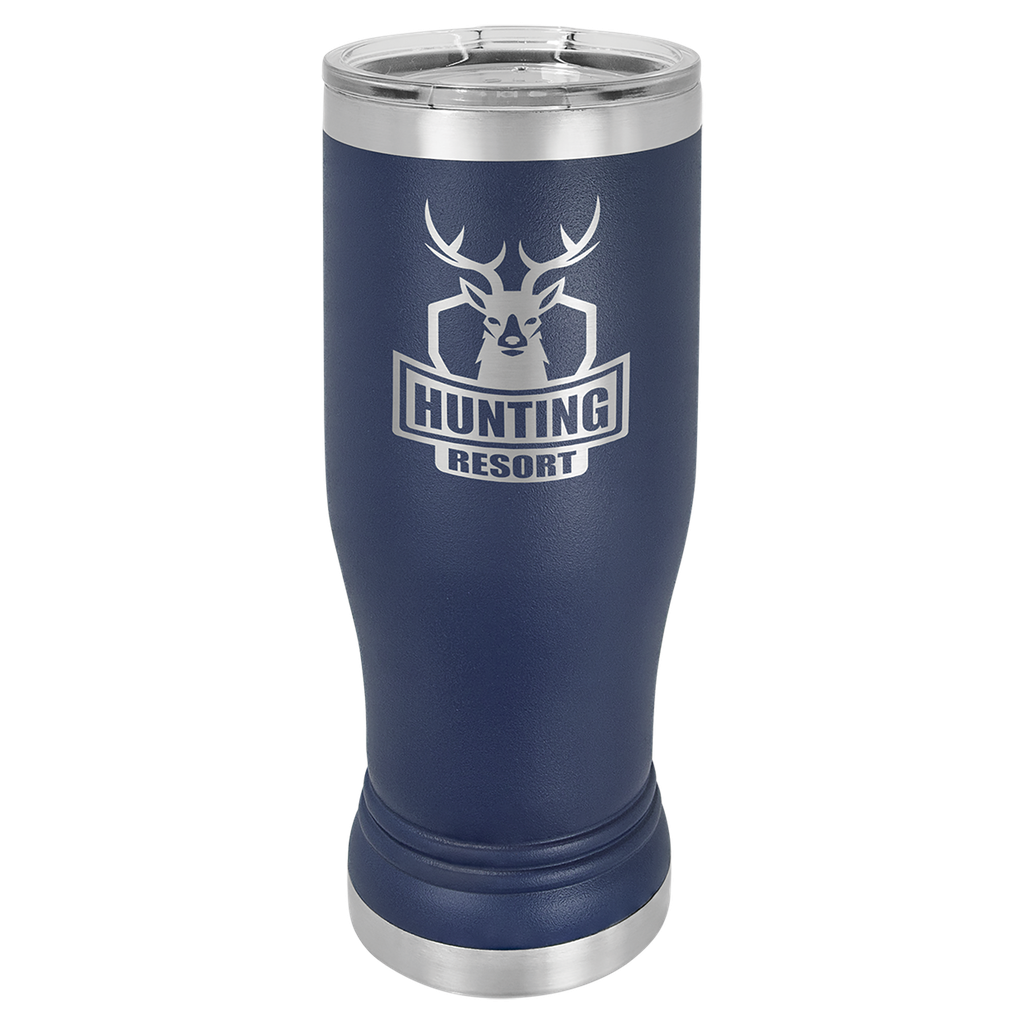 Navy Blue 14 oz. Polar Camel Pilsner w/Clear Lid