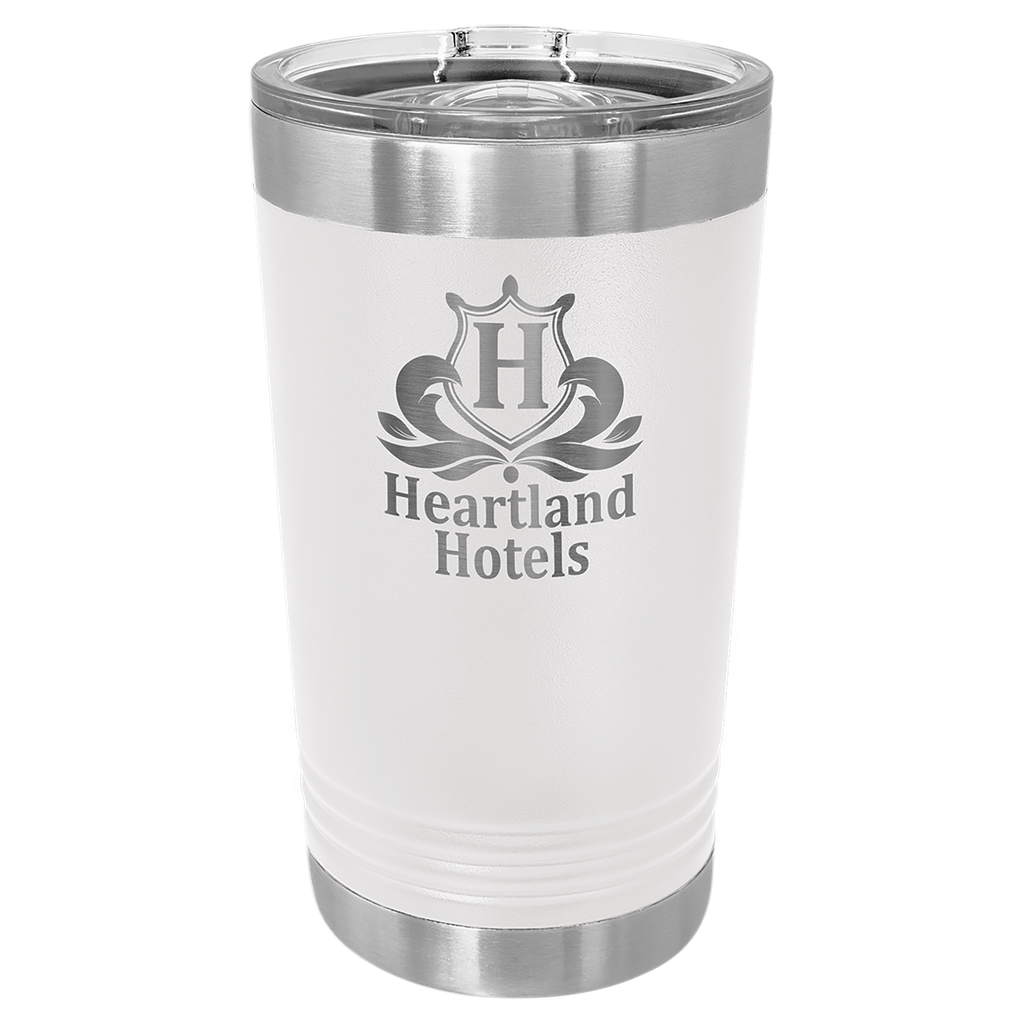 White 16 oz. Polar Camel Pint with Slider Lid