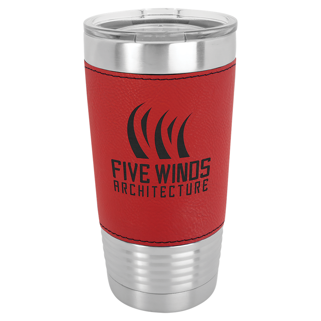 20 oz. Red Laserable Leatherette Polar Camel Tumbler with Clear Lid