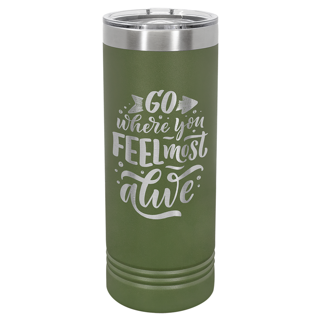 Polar Camel 22 oz. Olive Green Skinny Tumbler with Slider Lid