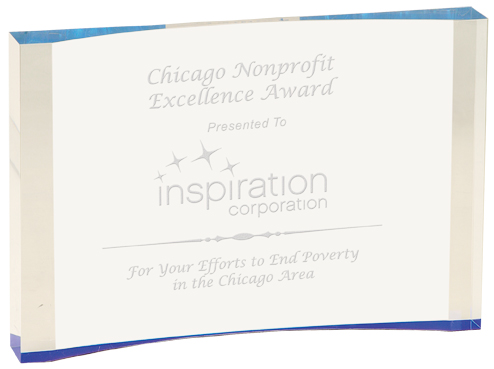 [TAC58BU] 8" x 5 1/2" Blue 1" Thick Acrylic Crescent