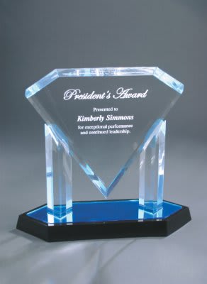 [AFD11BU] 10 3/4" Blue Floating Diamond Acrylic