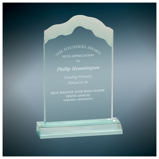 [WCP7J] 4 1/2" x 7" Jade Frosted White Cap Edge Acrylic with 5 1/2" Base